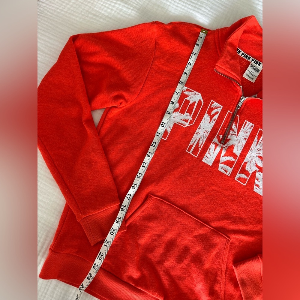 Victoria’s Secret PINK Y2K Orange Quarter Zip Oversized Crewneck Sweatshirt - Picture 6 of 8